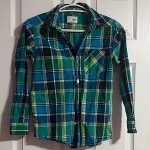 The Children's Place Blue and Green Plaid Button Down Shirt